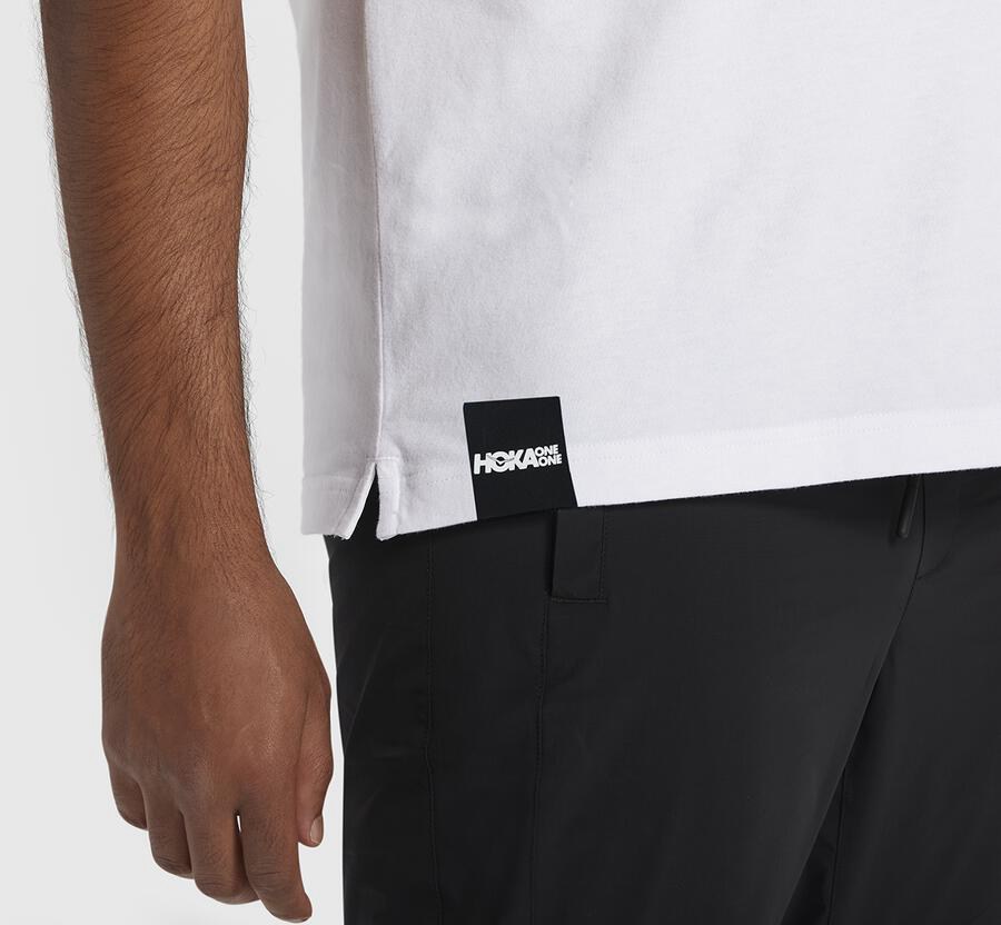 Hoka One One Mens Tee - Brand - White - IFLC10275